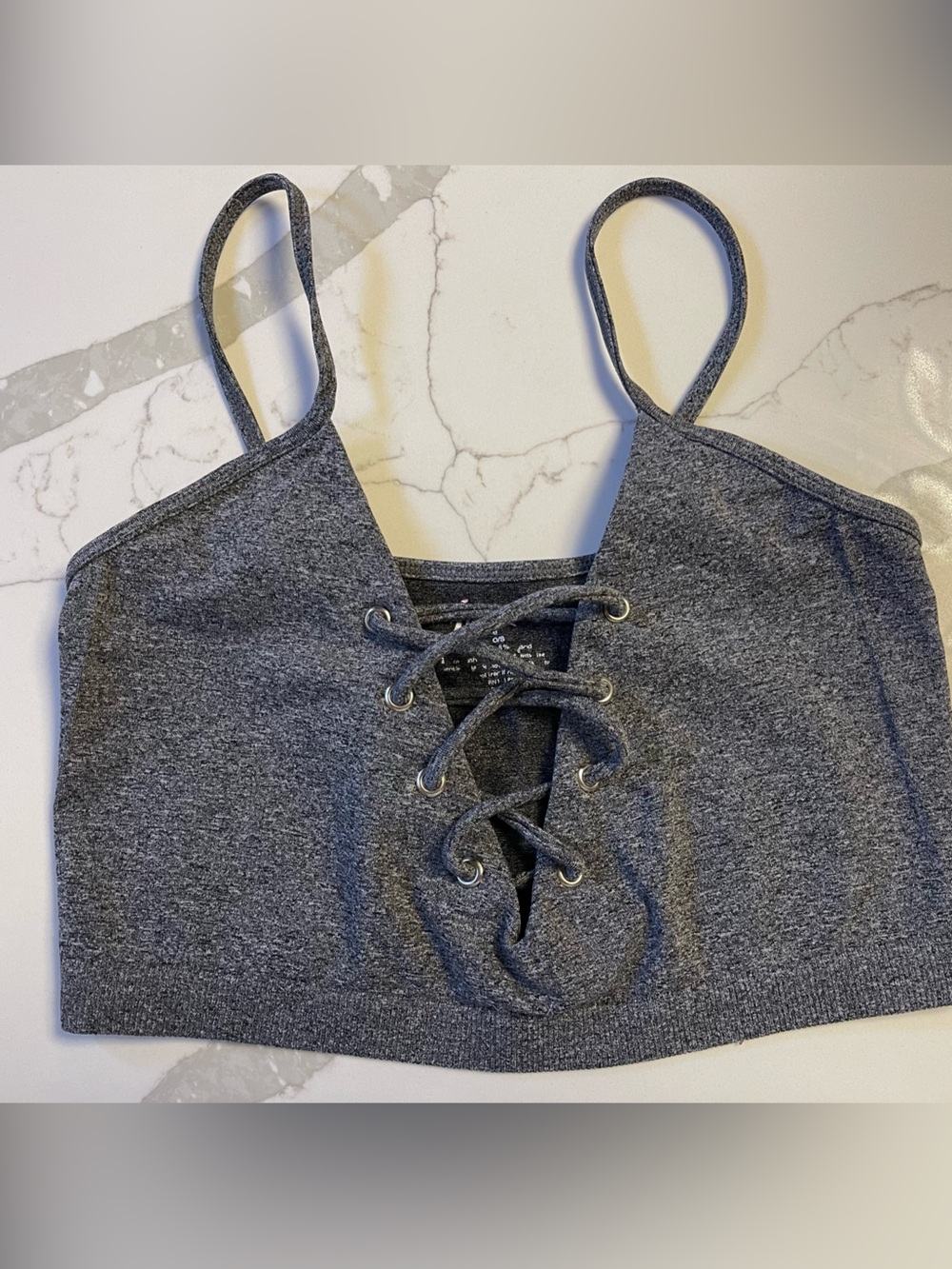 Gray Lace-Up bralette One Size